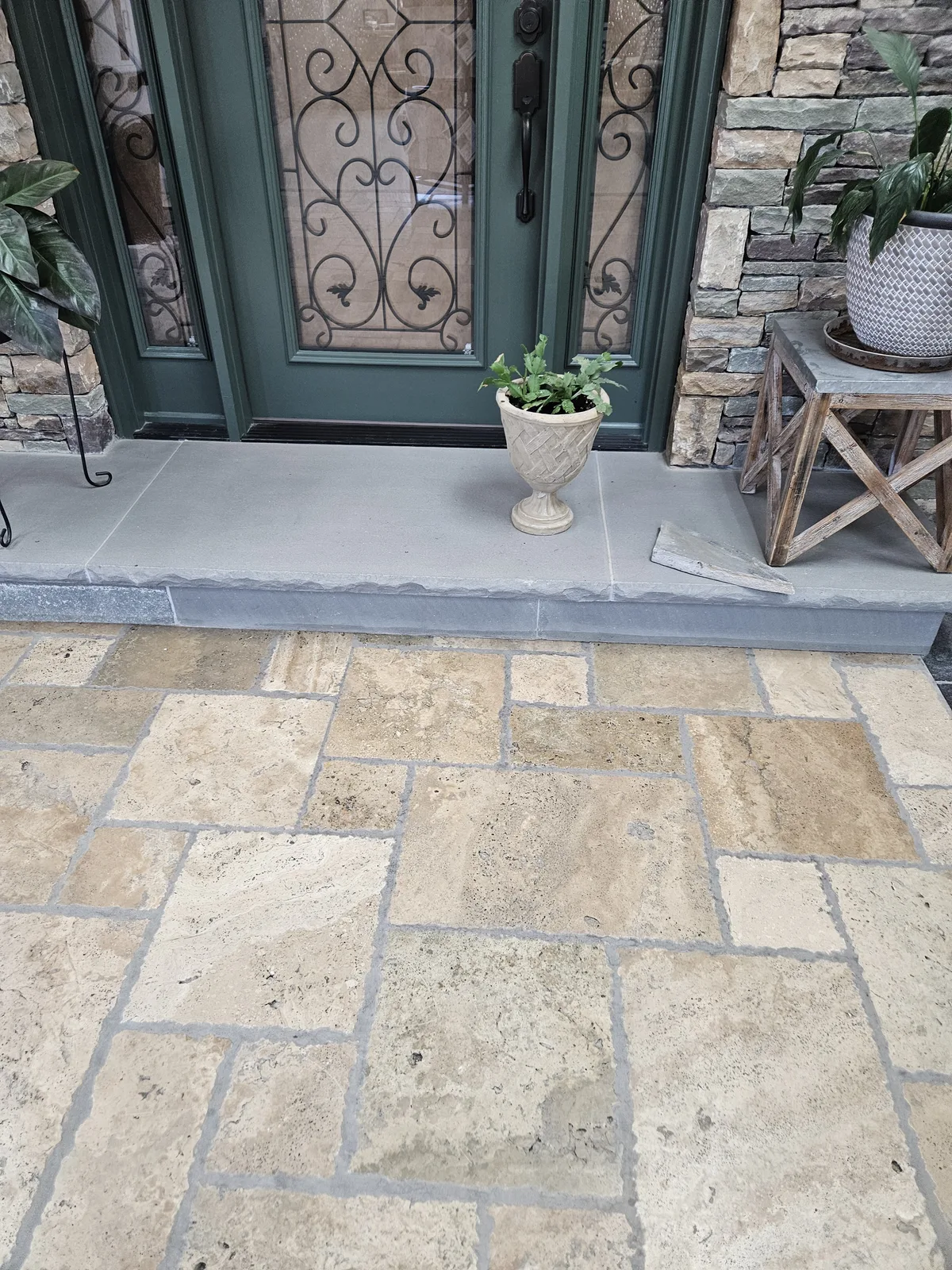 Natural stone steps installed by Liba Landscape in Covington GA