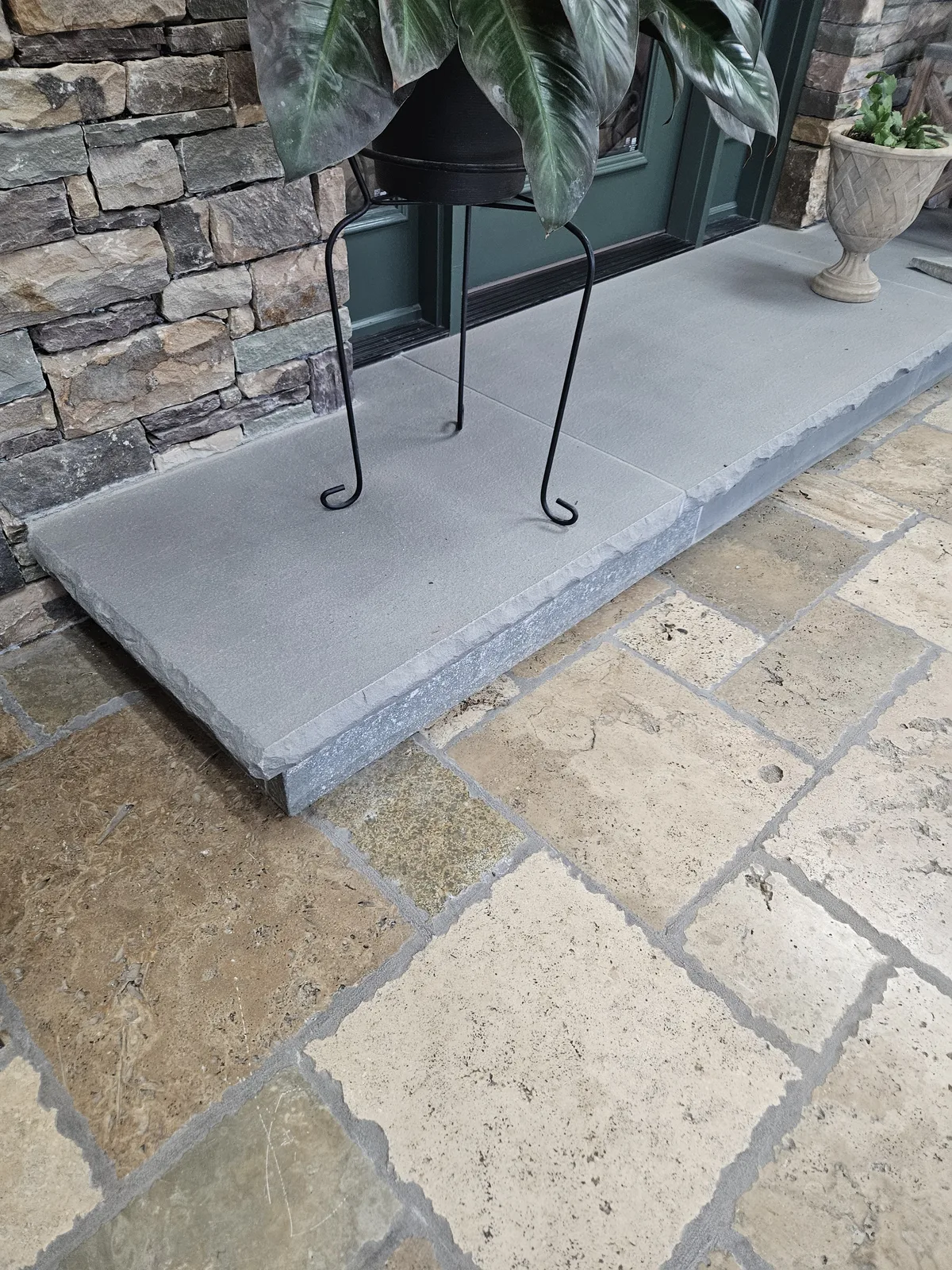 Travertine stone steps installed at a Covington, GA property